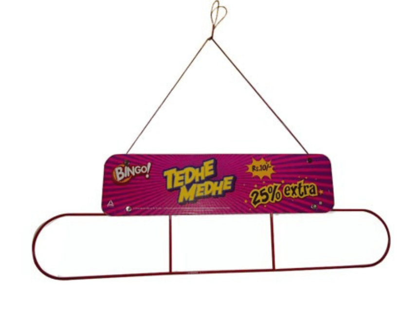 Red and yellow shop rack