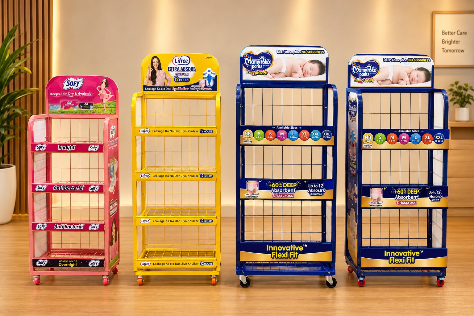 Multi-tier steel shop racks